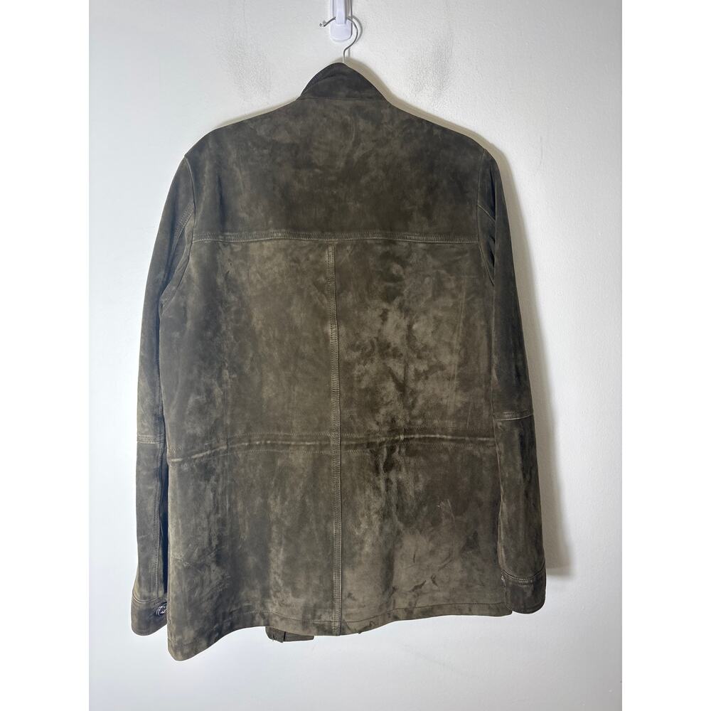 Mens Allen Emonds Dark Green Goat Skin Leather Jacket Sz M - Picture 4 of 4